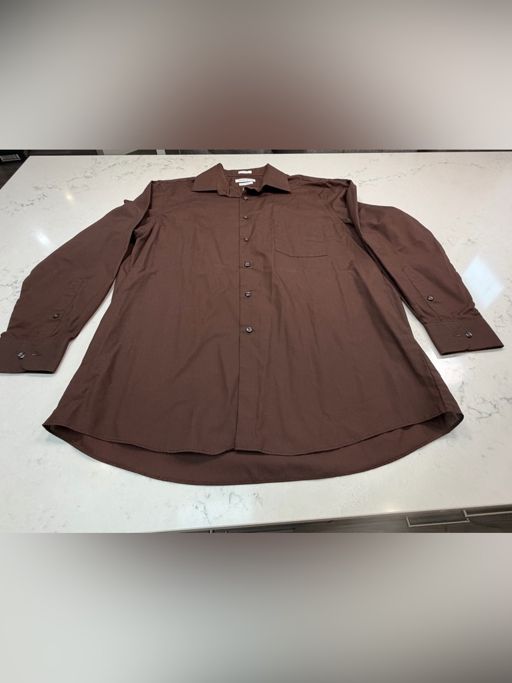 Van Heusen Brown Long-Sleeve Button-Down Shirt size 16